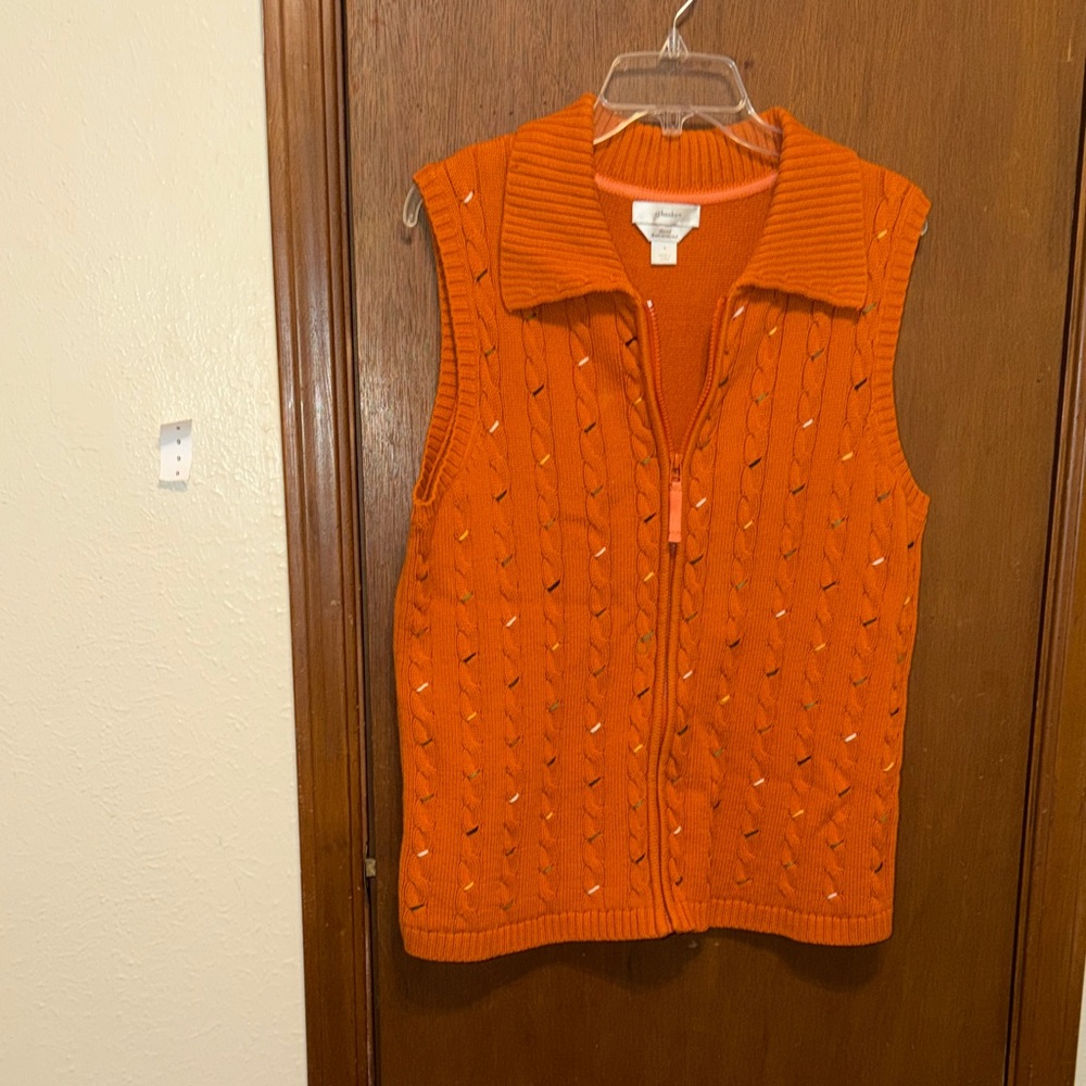 CJ Banks Burnt Orange Embroidered Vest Size M Western Normcore GrandpaCore